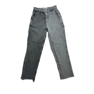 Pacsun Carpenter Pants Jeans Hi Rise Size 25 Two Tone Raw Hem 100% Cotton